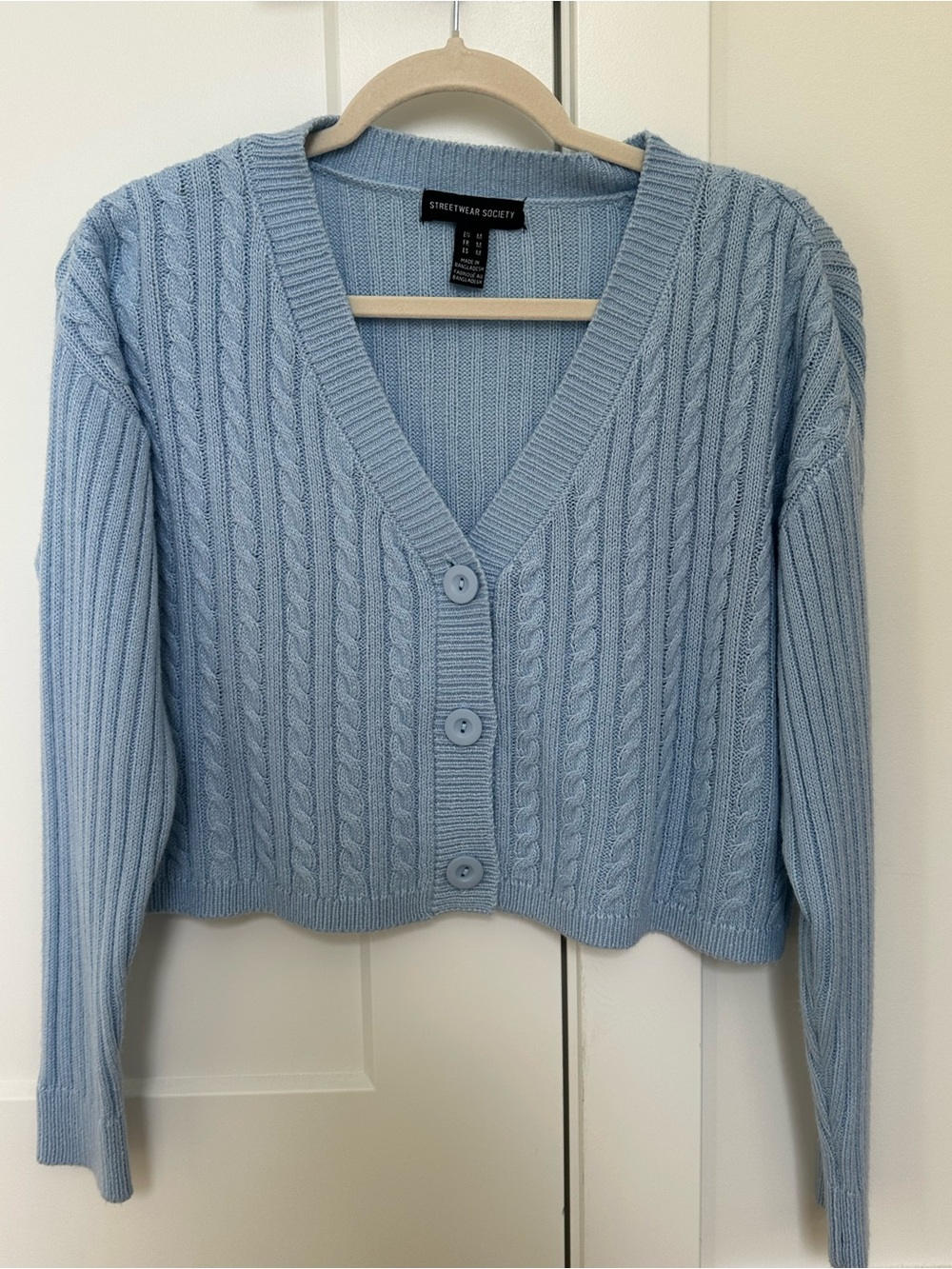 Streetwear Society Cable Knit Cardigan in Blue 1 Size Medium